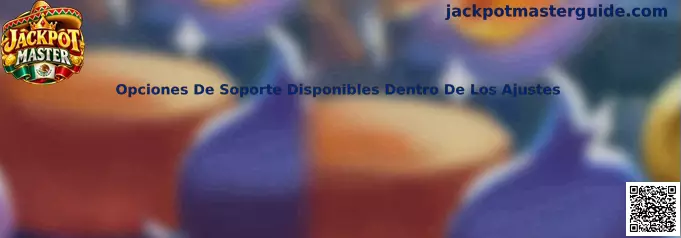Opciones De Soporte Disponibles Dentro De Los Ajustes en Jackpot Master
